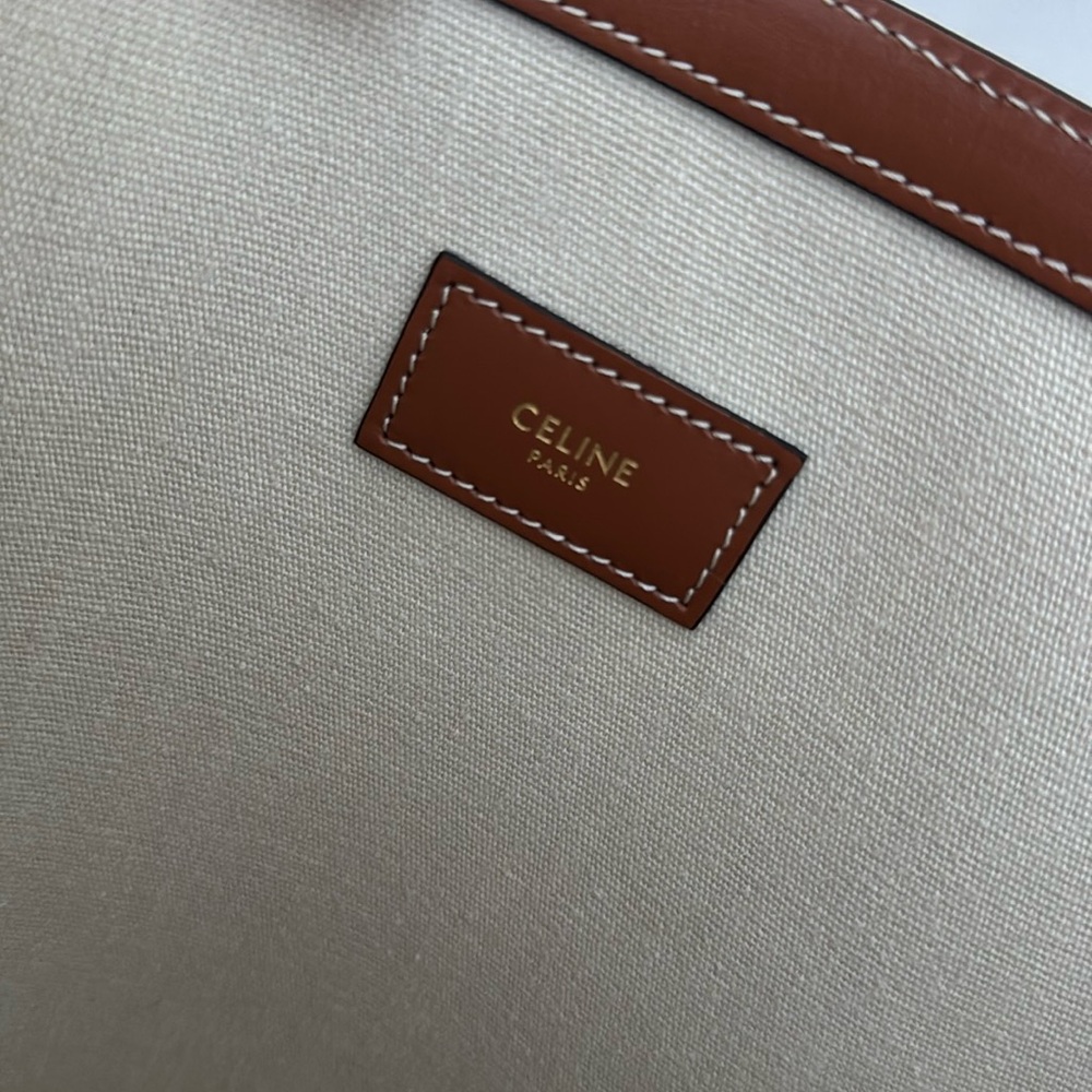 Celine *NEW* Triomphe Tan and Brown Women's Tote Bag with Pouch & Dust Cover - Picture 11 of 15